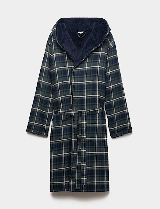 Pure Cotton Checked Dressing Gown