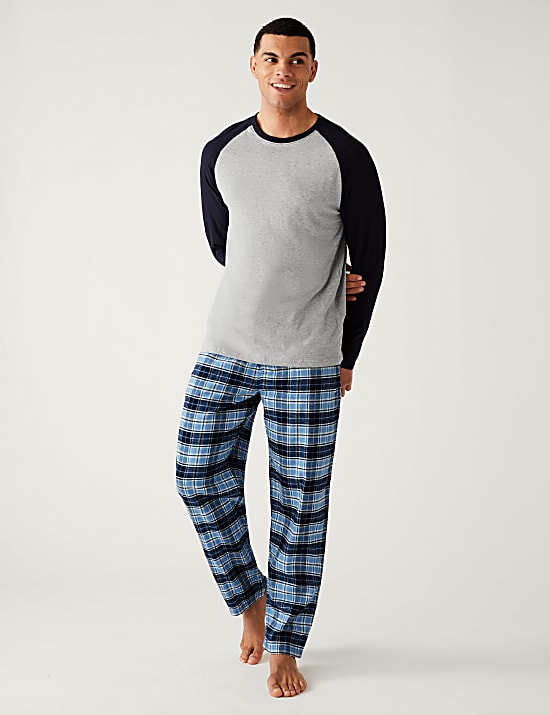 Pyjama en coton peigné à carreaux