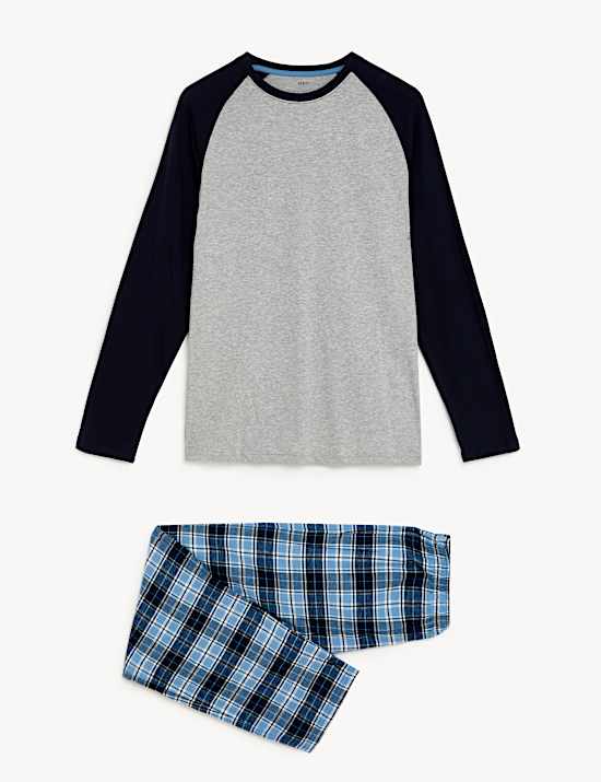 Pyjama en coton peigné à carreaux