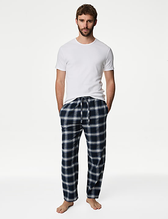 2pk Pure Cotton Checked Pyjama Bottoms