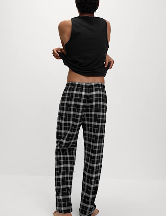 2pk Brushed Cotton Checked Pyjama Bottoms