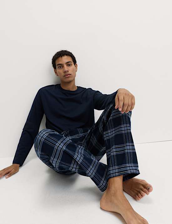 Lot de 2 bas de pyjamas 100 % coton peigné