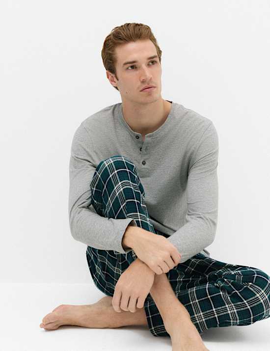 Pure Cotton Henley Check Pyjama Set
