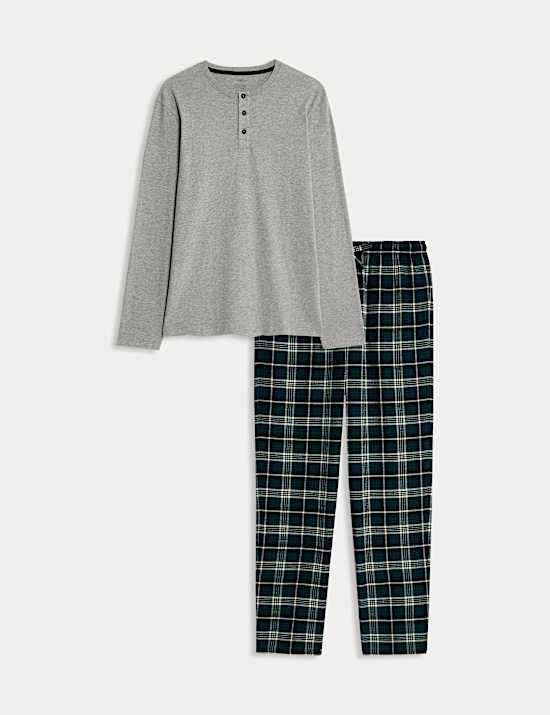 Pure Cotton Henley Check Pyjama Set