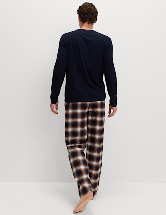 Ensemble pyjama 100 % coton peigné à carreaux