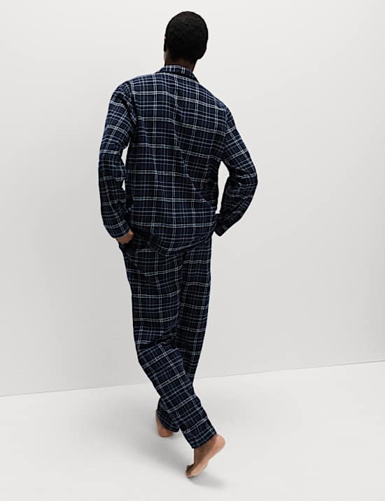 Pure Brushed Cotton Checked Pyjama Set