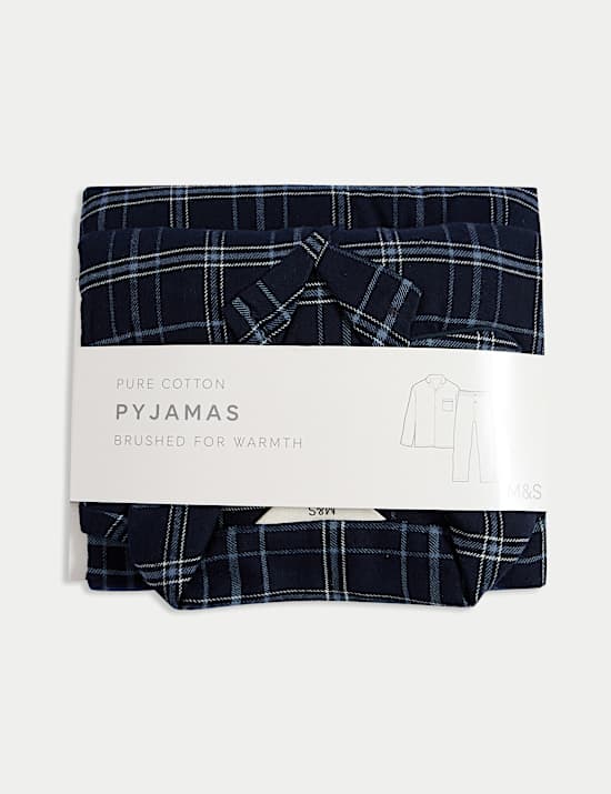 Pure Brushed Cotton Checked Pyjama Set