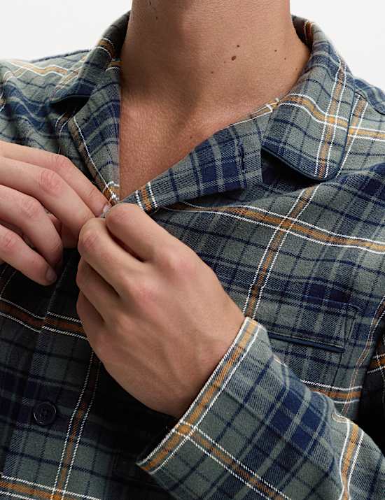 Pure Brushed Cotton Checked Pyjama Set