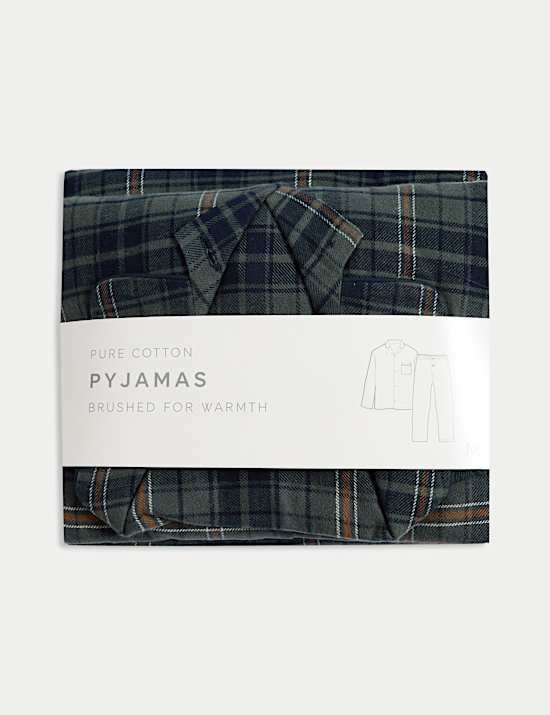 Pure Brushed Cotton Checked Pyjama Set