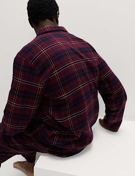 Pyjamaset van puur geborsteld katoen met ruitmotief