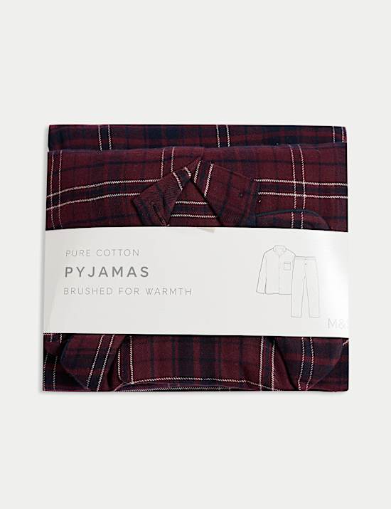 Pyjamaset van puur geborsteld katoen met ruitmotief