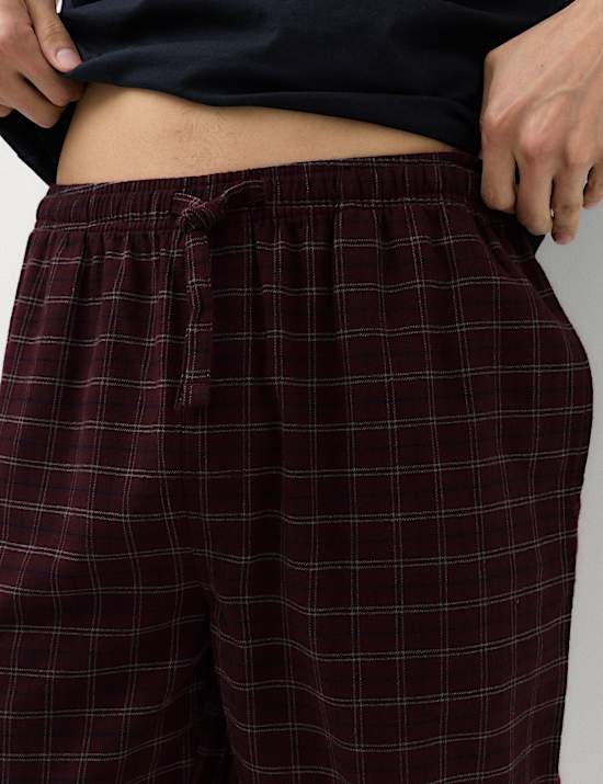 Lot de 2 bas de pyjama en coton peign&eacute;