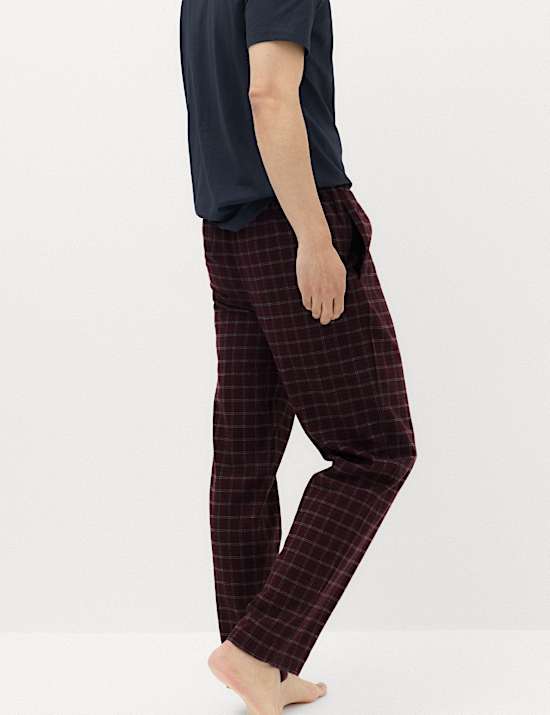 Lot de 2 bas de pyjama en coton peign&eacute;