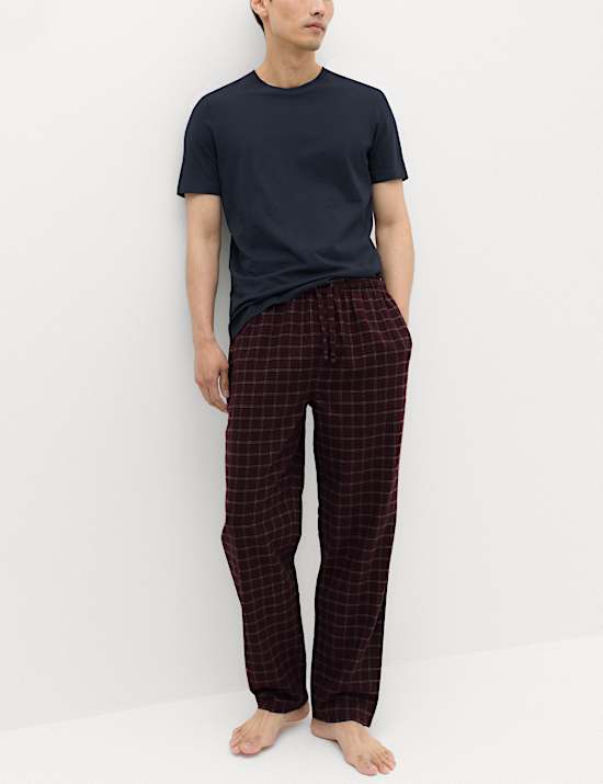 Lot de 2 bas de pyjama en coton peign&eacute;