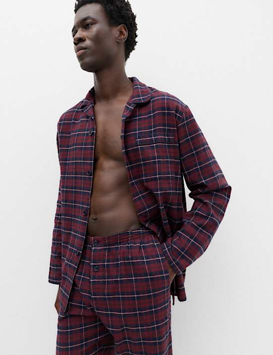 Pure Cotton Brushed Checked Pyjama Set