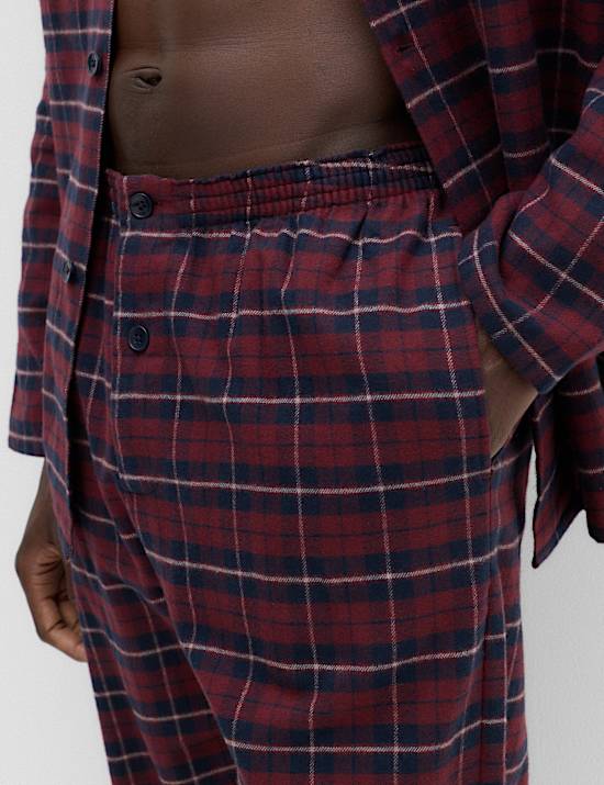 Pure Cotton Brushed Checked Pyjama Set