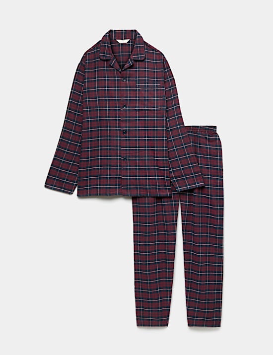 Pure Cotton Brushed Checked Pyjama Set
