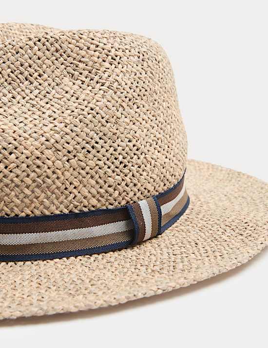 Striped Band Broad Brim Hat