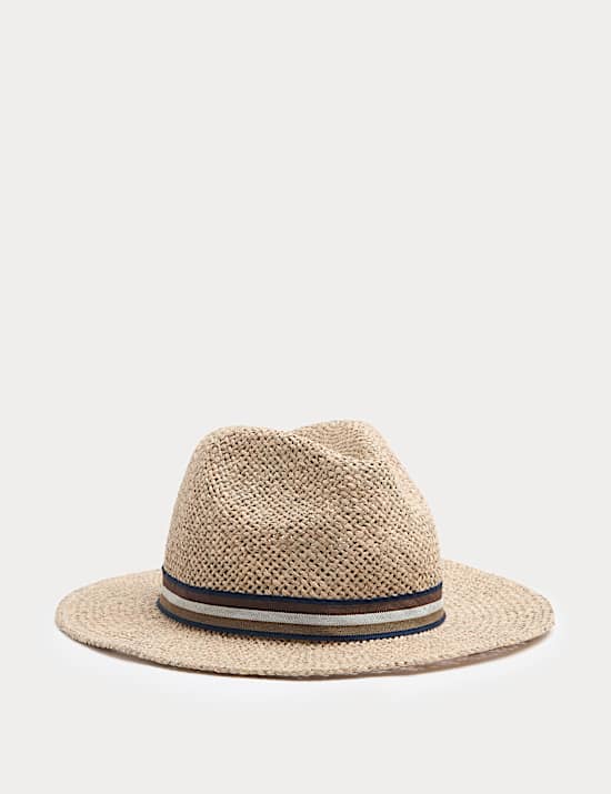 Striped Band Broad Brim Hat