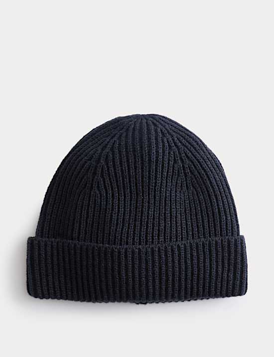 Ribbed Knitted Beanie Hat