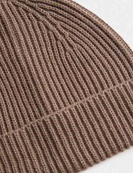 Ribbed Knitted Beanie Hat
