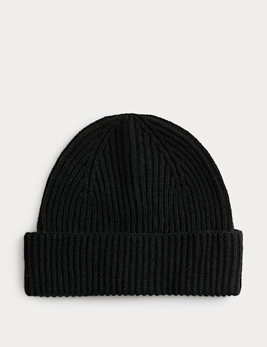 Ribbed Knitted Beanie Hat