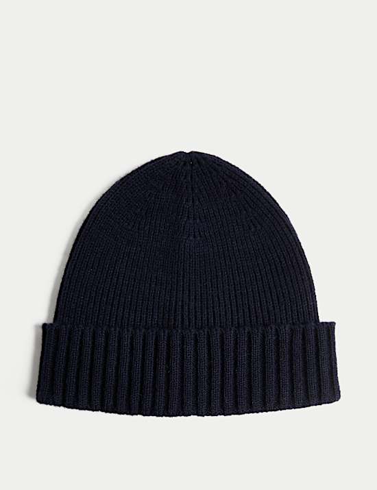 Wool Blend Knitted Beanie Hat