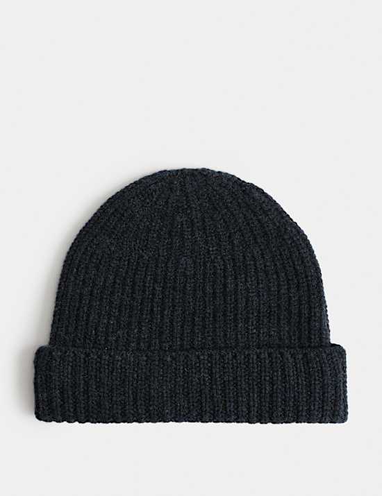 Wool Blend Open Knit Beanie Hat
