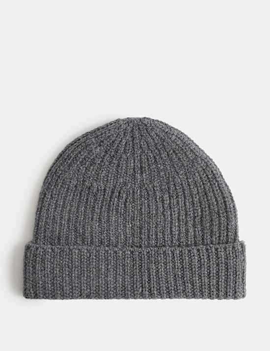 Wool Blend Open Knit Beanie Hat