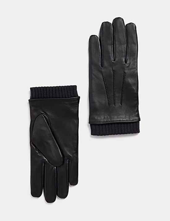 Leather Colour Block Gloves