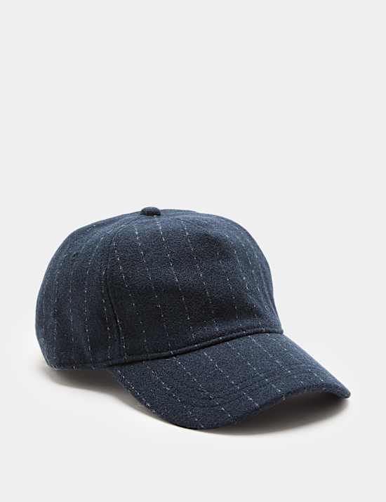 Casquette de baseball en laine m&eacute;lang&eacute;e &agrave; rayures