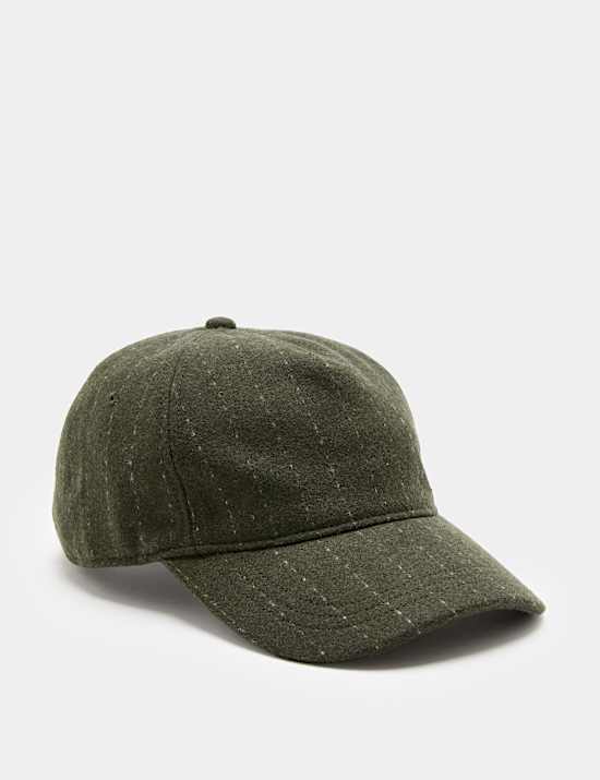 Wool Blend Striped Baseball Cap