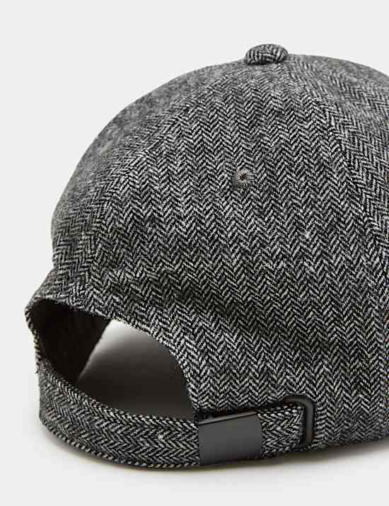 Herringbone Baseball Cap with Wool