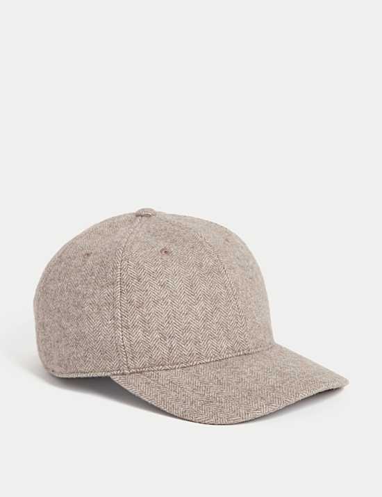 Herringbone Baseball Cap with Wool