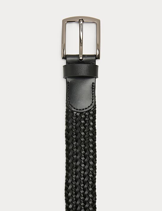 Stretch Leather Plaited Belt