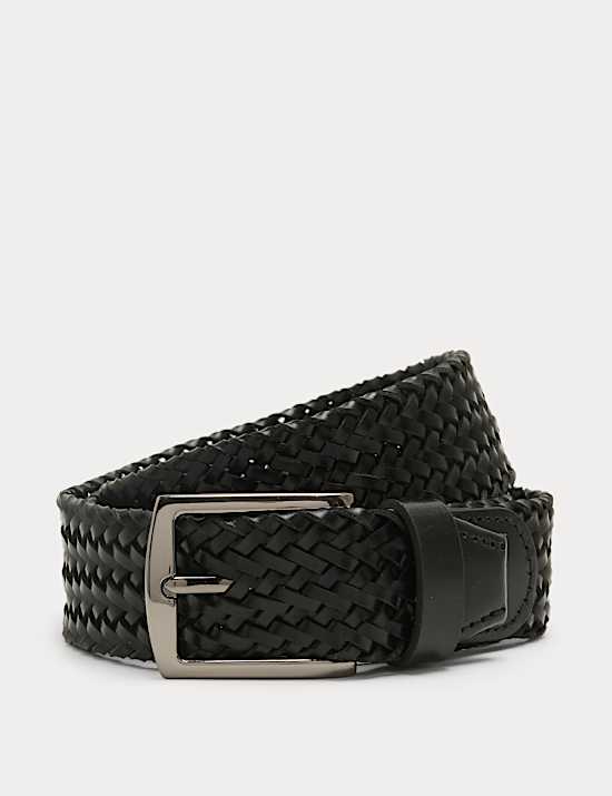 Stretch Leather Plaited Belt