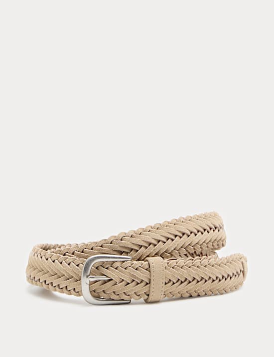 Slim Suede Plaited Belt