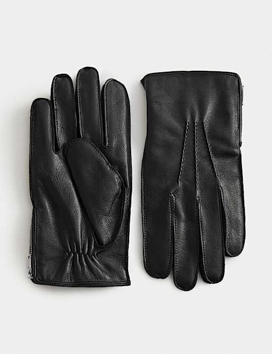 Gants en cuir avec fermeture zippée