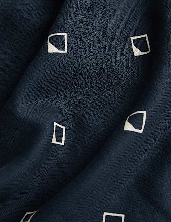 Linen Blend Geometric Print Bandana Scarf