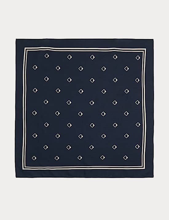 Linen Blend Geometric Print Bandana Scarf