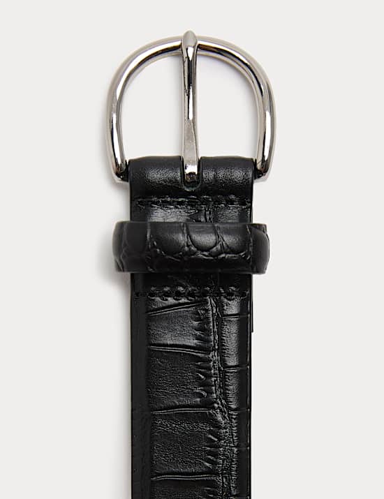 Ceinture en cuir croc texturé à boucle