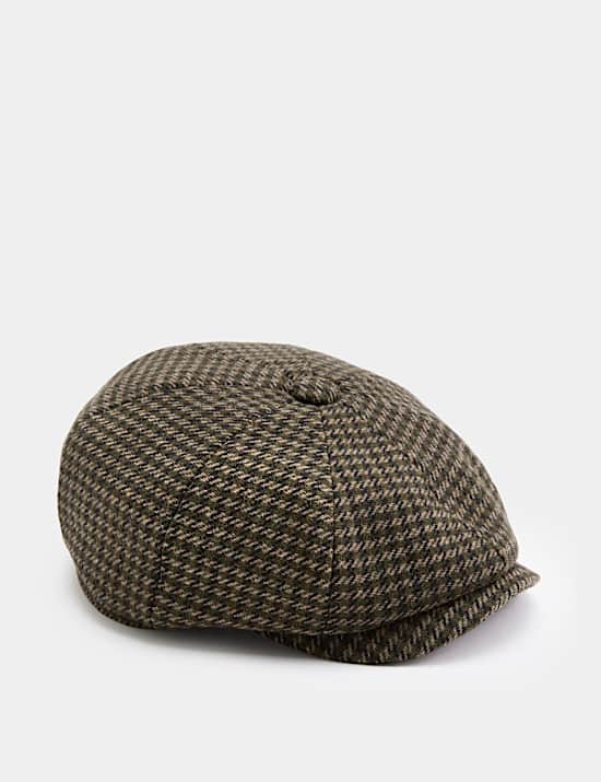 Pure Wool Dogstooth Baker Boy Hat