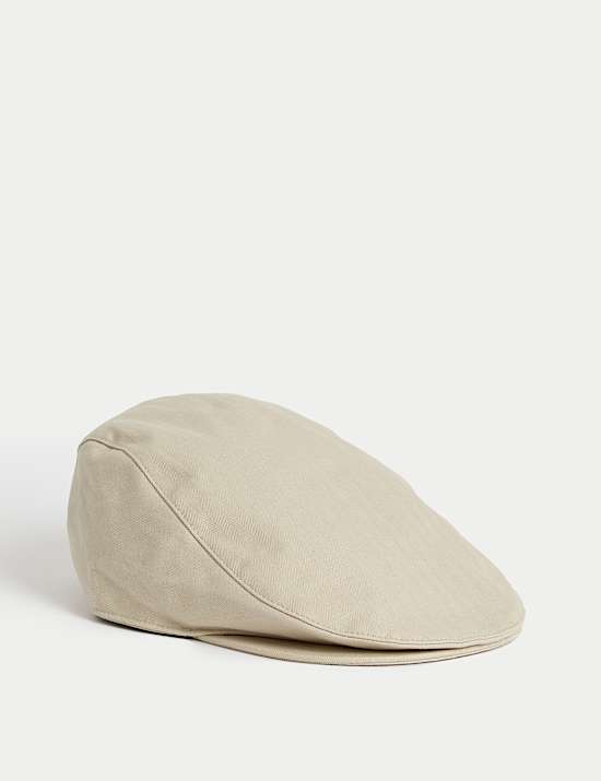 Pure Cotton Herringbone Flat Cap