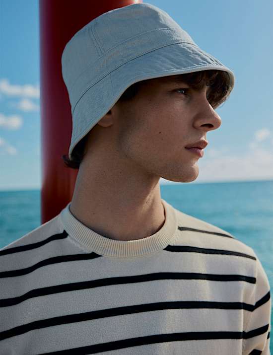 Pure Cotton Herringbone Bucket Hat