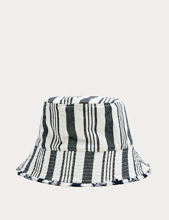 Pure Cotton Striped Bucket Hat