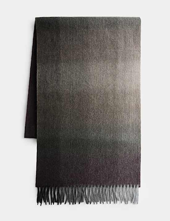 Pure Merino Wool Checked Scarf
