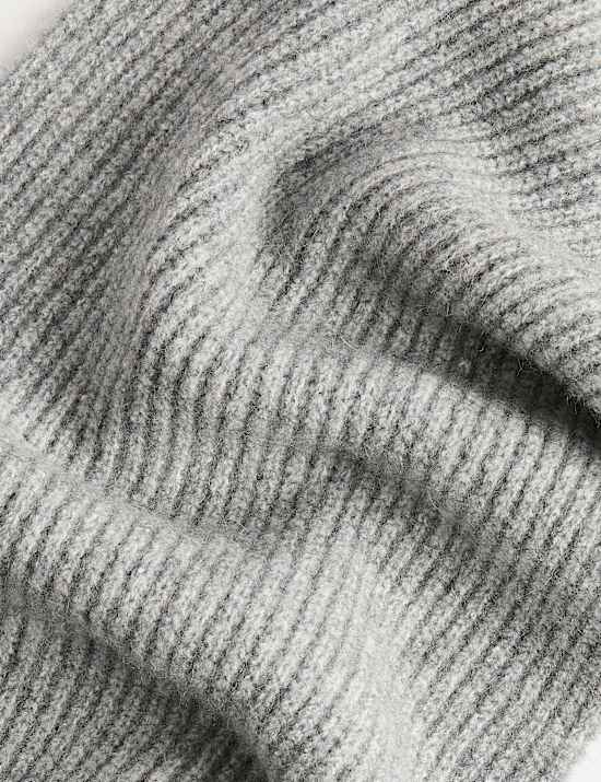Ribbed Scarf With Wool
