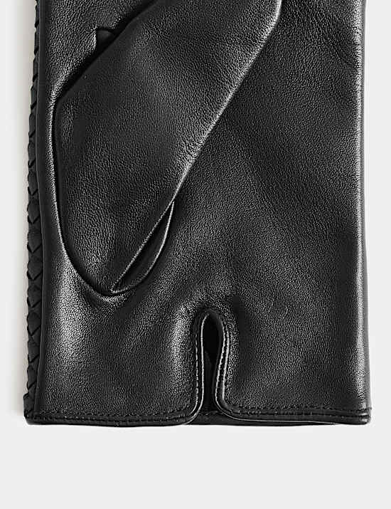 Leather Handwoven Cashmere Lined Gloves