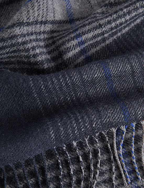 Wool Blend Checked Scarf