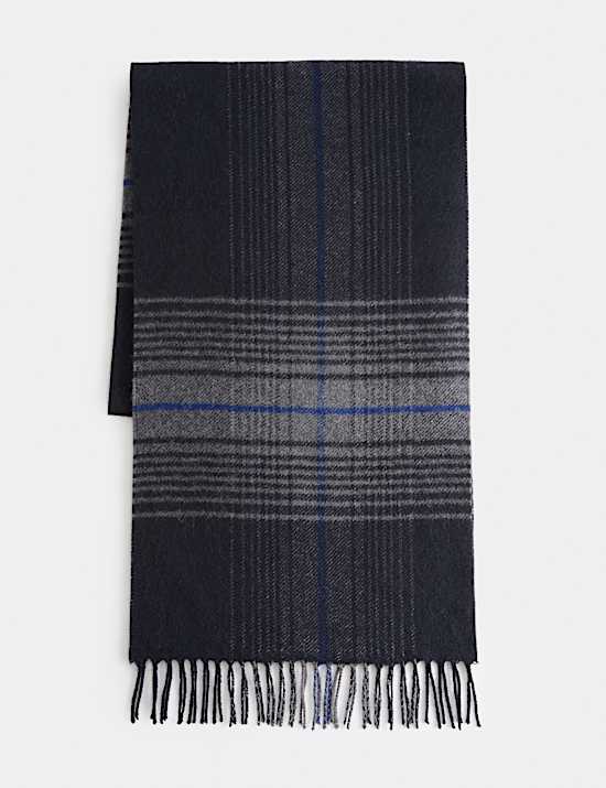 Wool Blend Checked Scarf